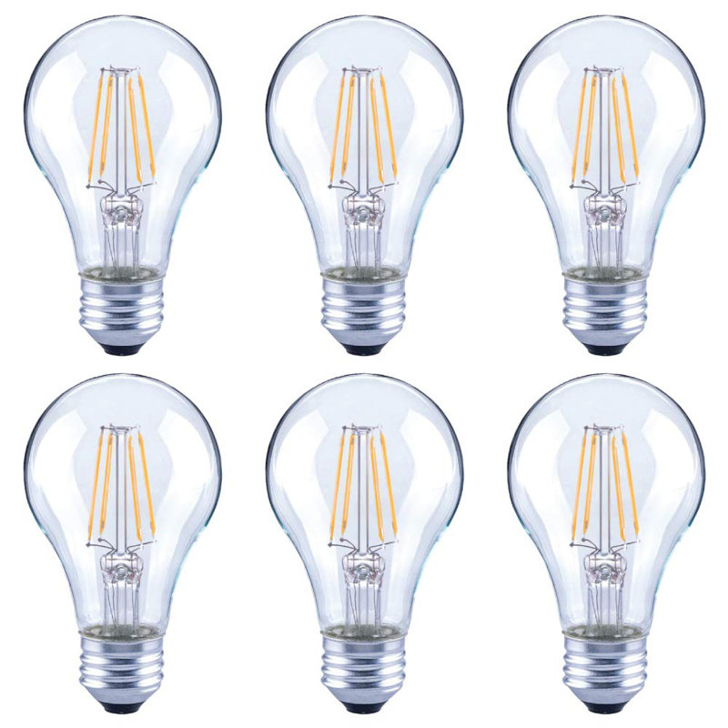 40 Watt Equivalent A19 LED Dimmable Clear Glass Filament Light Bulb E26